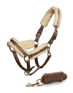 Equestrian Stockholm Fur Halter & Lead Rope Champagne